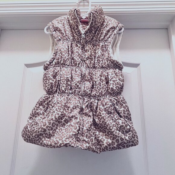 Beverly Hills Princess Girls Cheetah Print Puffy Vest-Size 7-8-Pockets-Tan/Cream - Picture 4 of 16